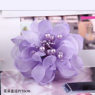 韩版精致多层雪纺羽毛串珠庆典表演布艺胸花流行时尚写真婚纱配饰