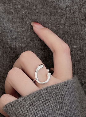 女925纯银小众不规则戒指