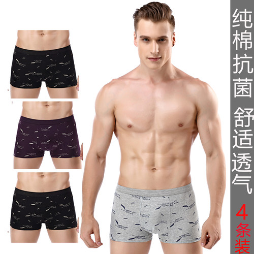 纯棉档平角抗菌大码夏季男士内裤