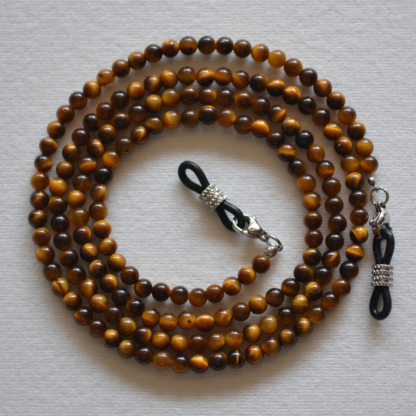 天然虎眼石珠子眼镜链