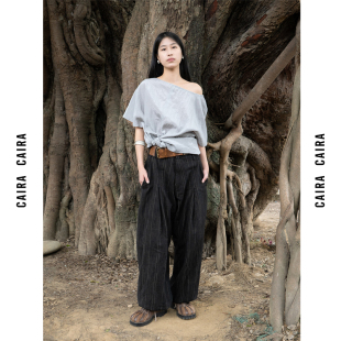 中性收脚裤 25SS 意大利进口面料 棕榈麻色男女四季 CAIRA 款 斯夏