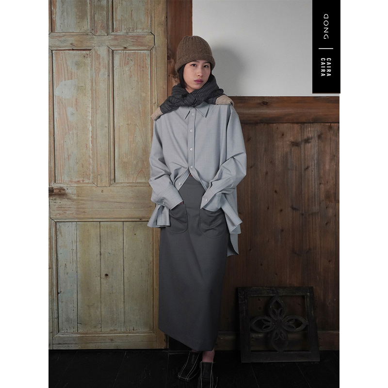 长袖衬衫caira新年联名蓝灰经典