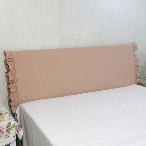 床头罩纯棉咖色夹棉系带搭巾款式