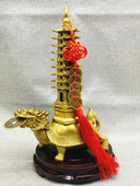 特价 黄铜龙龟塔摆件托九层文昌塔驮塔背镂空宝塔家居书房客厅礼品