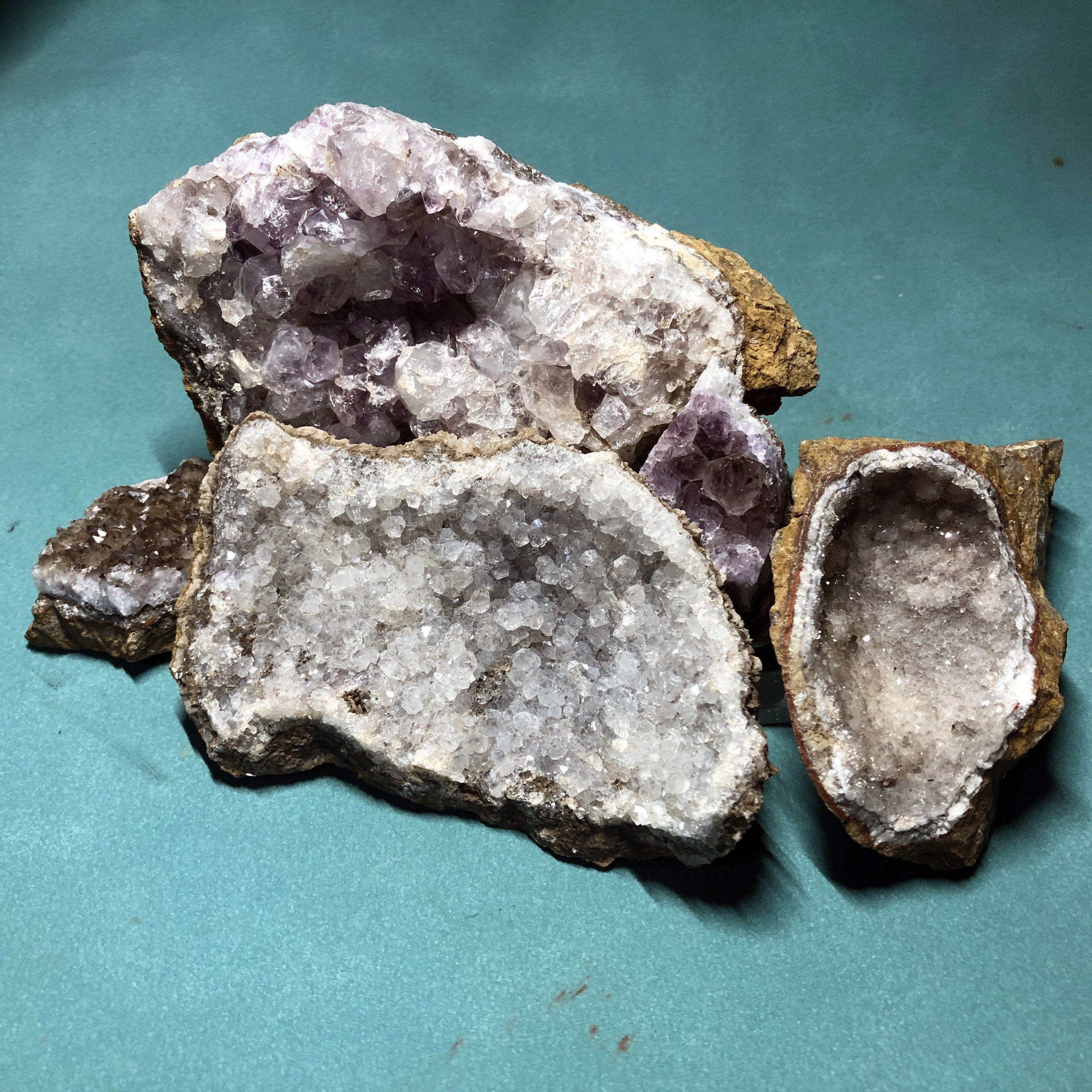 紫白水晶簇能量石晶石天然矿物晶体矿石标本原石奇石摆件教学标本