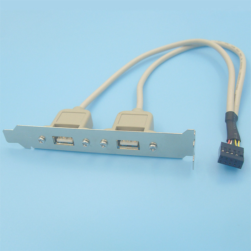 2口USB2.0挡板线后置4口全高半高引线扩展9针小机箱8CM一分二HUB