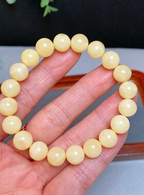 天然白蜜蜡手链，品质完美，重10.15克，规格9.5mm