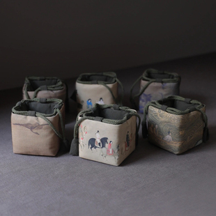 古画首饰袋主人杯布袋子便携茶壶旅行茶具夹棉收纳袋布包手提袋