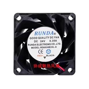 DC24V 0.30A 6CM 变频器散热风扇 全新RUNDA 6038 RD6038B24L