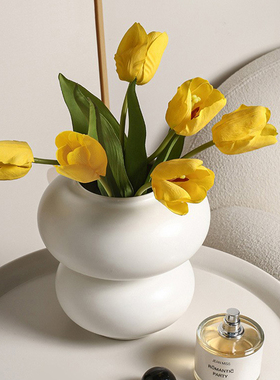 创意简约白色大肚花瓶陶瓷摆件家居水培花器软装饰品INS风新款