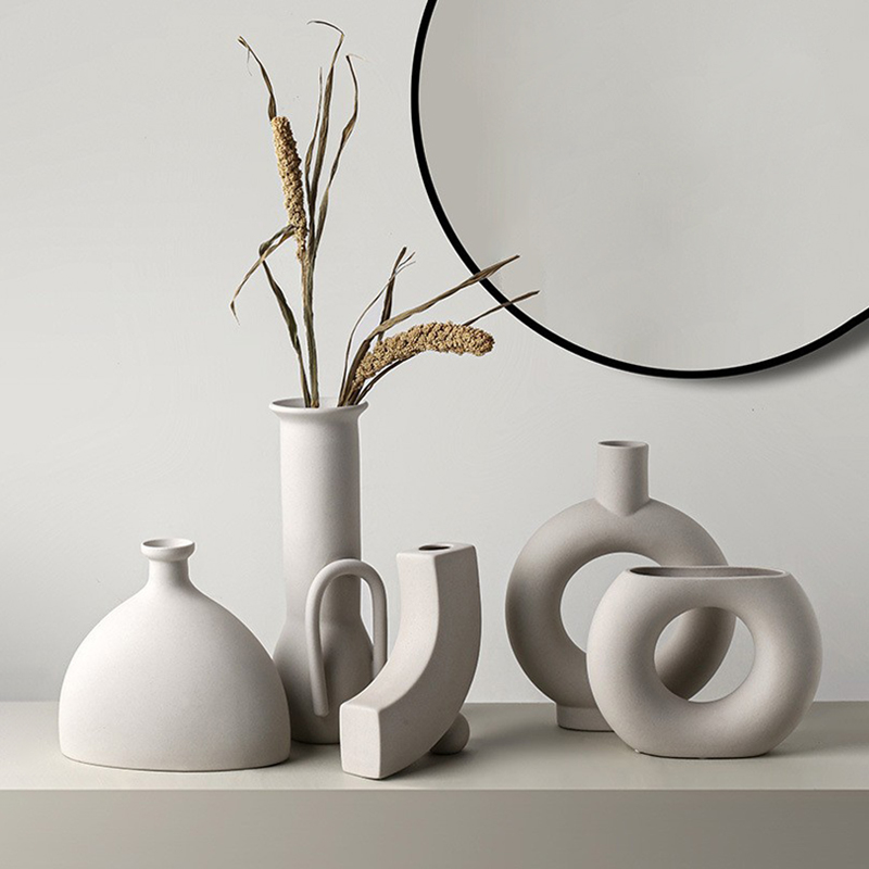 简约素色陶瓷花瓶素胚民宿ins