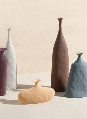 创意时尚莫兰迪色系陶瓷花瓶摆件客厅插花花器软装视频ins风新款