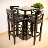 实木吧台桌酒吧桌椅吧台椅高脚凳家用靠背咖啡奶茶店高脚桌椅组合