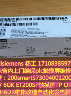 深圳siemens 6ES7 522-1BF00/1BH01/1BL01/5HF00/5HH00-0AB0全新