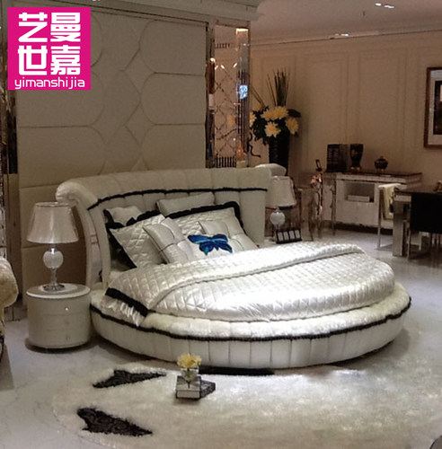 头层牛皮轻奢风公主床