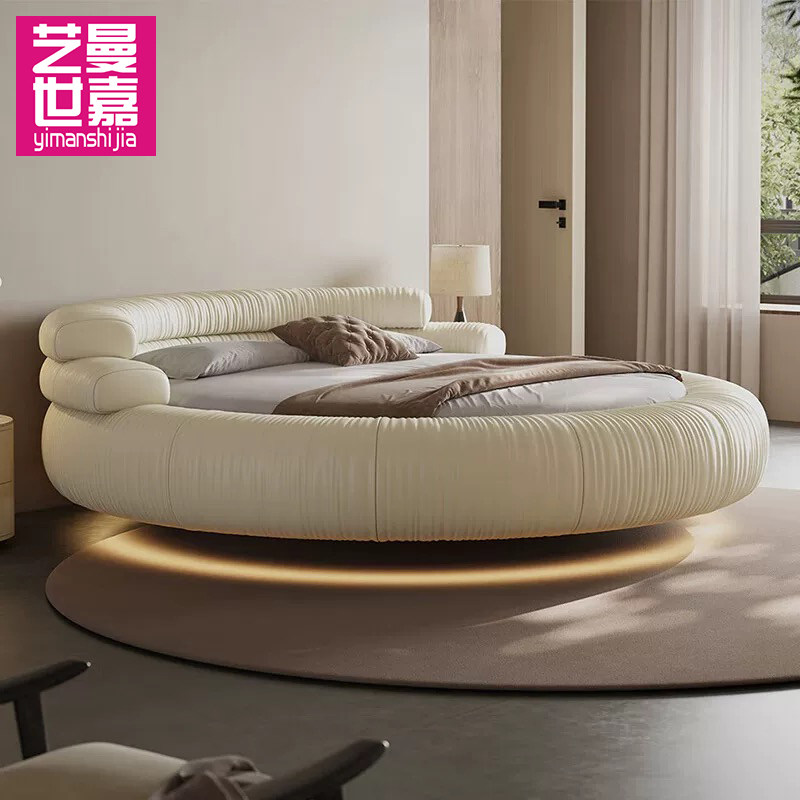 悬浮真皮圆床又好又便宜圆形双人