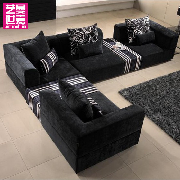 艺曼世嘉 现代布艺沙发组合 客厅转角沙发 彩色沙发特价024包物流