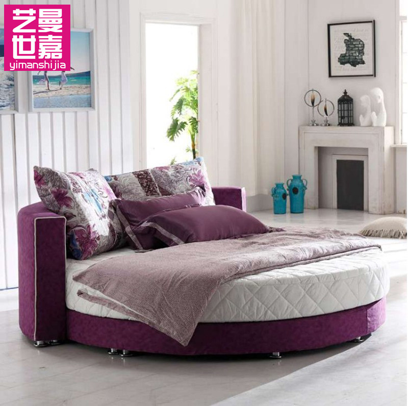 艺曼世嘉 小户型圆床 布床 布软床 布艺圆床 双人床 婚床简约858