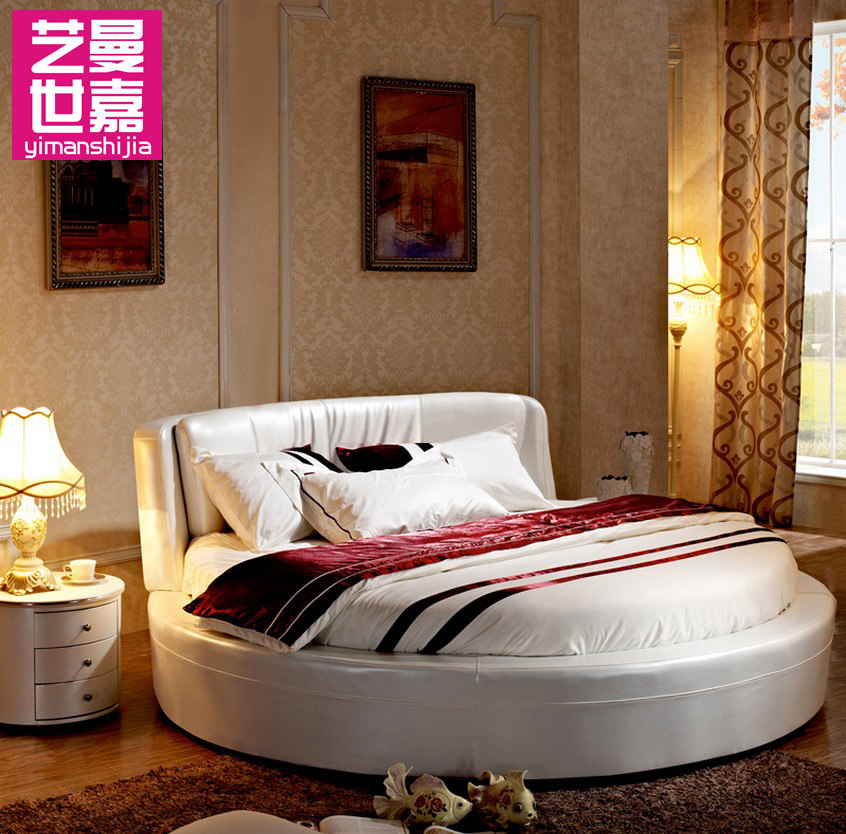 艺曼世嘉心形床婚床欧式圆床双人床 时尚大圆床公主圆床软皮床877