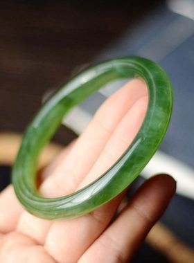 老坑扁条猫眼鸭蛋青天然和田玉