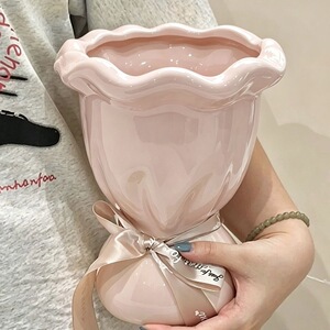 陶瓷花瓶高级感复古白色法式美式摆件客厅水培插花鲜花奶油风装饰
