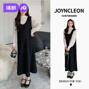 裙高级穿搭气质宽松裙 孕妈亮片套装 婧麒孕妇装 连衣裙秋冬2025新款