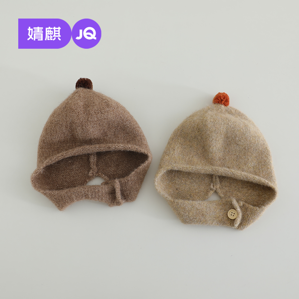 婧麒婴儿针织毛线帽保暖护耳帽