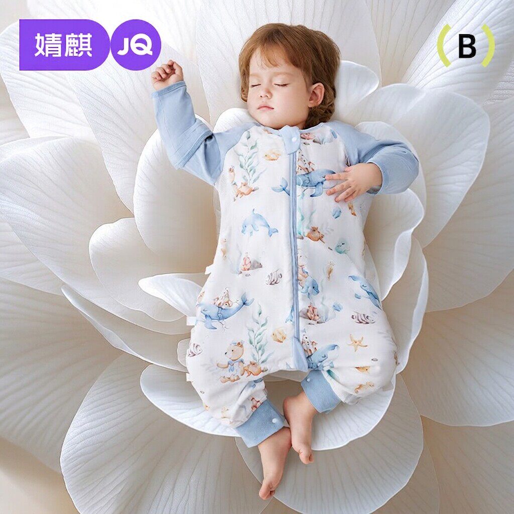 JQ婧麒宝宝分腿睡袋山茶花竹棉儿童睡袋春夏新款2026防踢被通用款