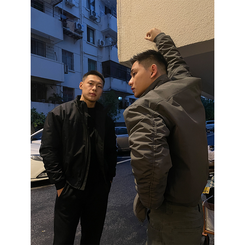 冬季美式工装飞行夹克男立领棉服