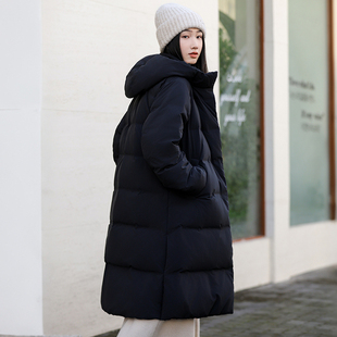 连帽保暖加厚简约外套469898 无缝羽绒服女过膝长款 24新款 优冬季