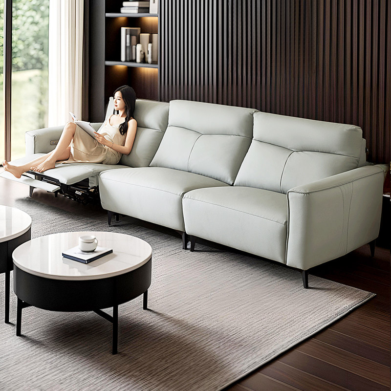 双虎头层牛皮真皮沙发客厅2024新款意式极简电动功能0靠墙伸缩902