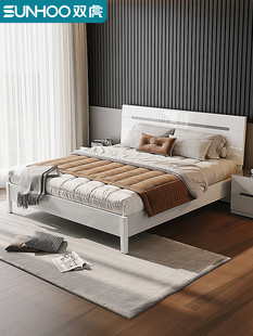 双虎主卧双人床现代简约高箱储物床小户型1.5米次卧板式床23101
