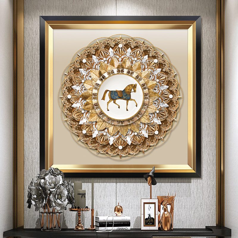 轻奢入户玄关装饰画现代美式客厅餐厅沙发背景墙画立体高级感挂画图片