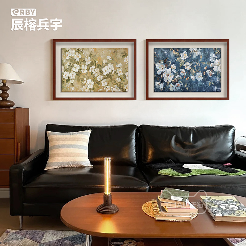 法式中古风客厅玄关装饰画植物花卉立体南法风餐厅卧室斗柜桌摆画图片