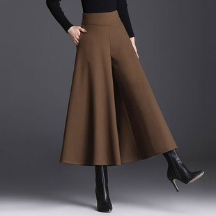 休闲女裤 秋冬毛呢裙裤 大脚裤 中年妈妈时尚 0923z 女垂感阔腿裤