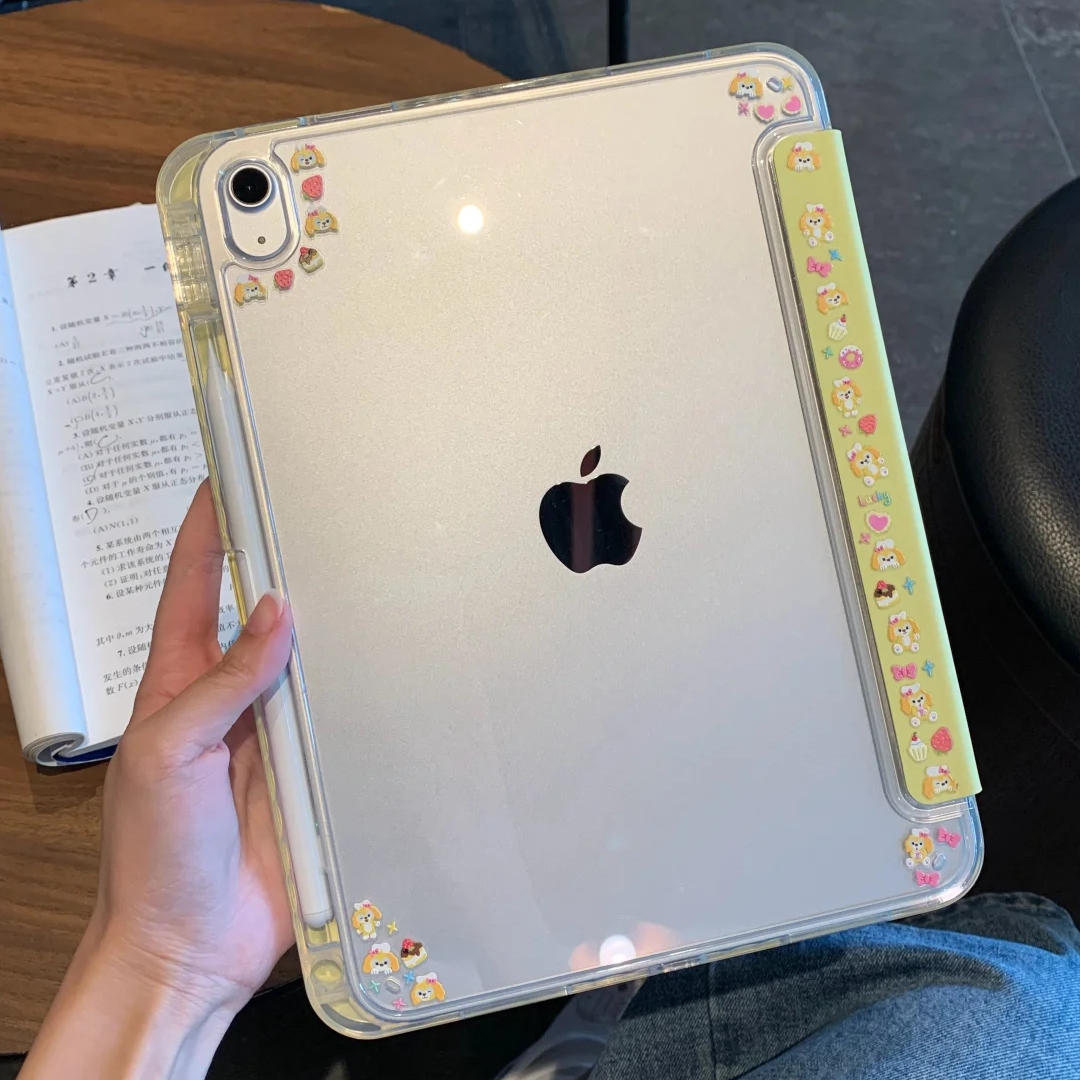 快乐柠檬黄/夏日新款饼饼壳琦按可爱3+y型翻盖防弯ipad11寸2025平板ipad10代保护套左侧笔槽带隔层亚克力硬壳