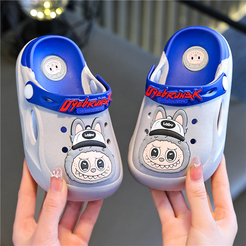 拉布布儿童凉拖鞋夏室内外防滑女孩男童女宝宝洗澡可爱包头洞洞鞋
