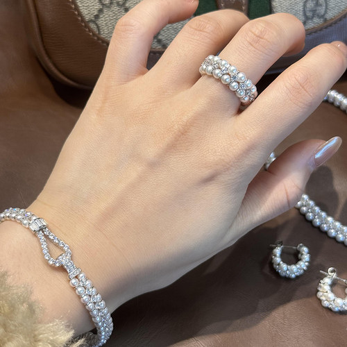 精选Baby珍珠套装 编织单双排手链戒指 天然真珍珠串珠轻奢高级感