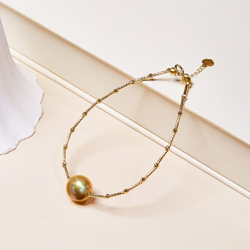 海水南洋金珠手链18k手镯无暇