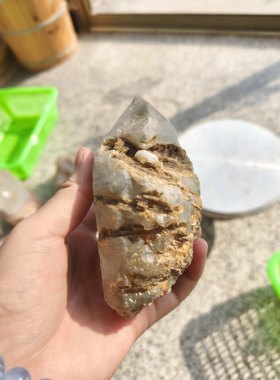 678克天然白水晶骨干原石 满满绿幽灵 绿碧玺矿物标本