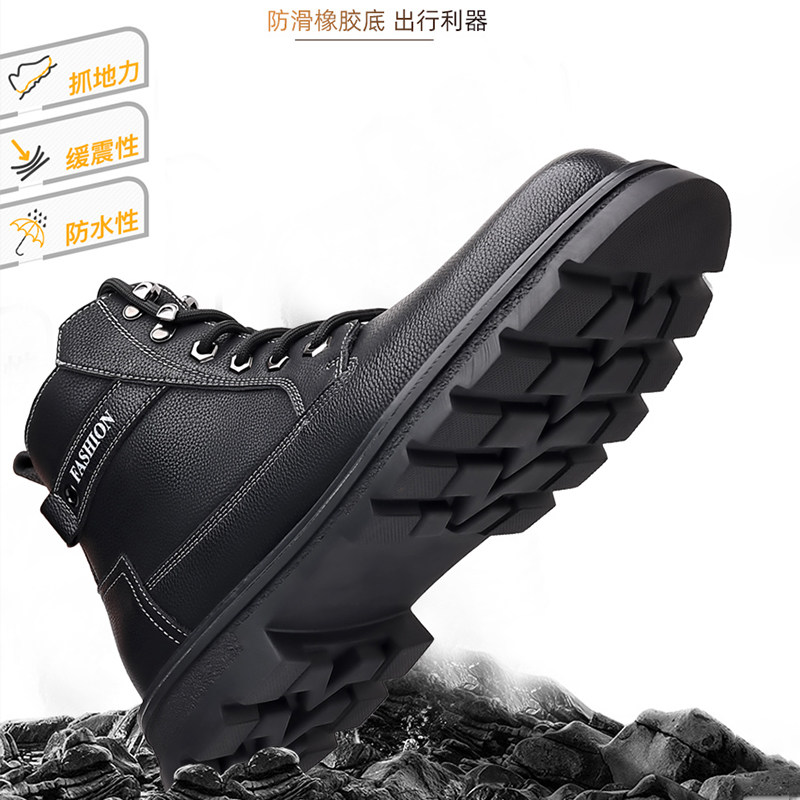 MARTIN BOOTS MENS 2024 WINTER NEW SNOW BOOTS FLEECE THICKENED WARM COTTON SHOES GENUINE LEATHER HIGH-TOP LEATHER BOOTS MENS SHOES