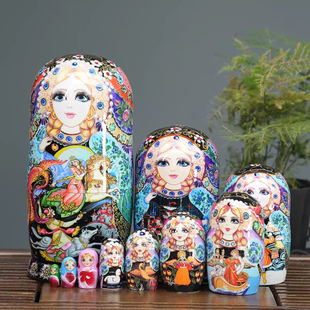 俄罗斯套娃10层正版风干椴木哈尔滨旅游纪念品节日礼物摆件儿童