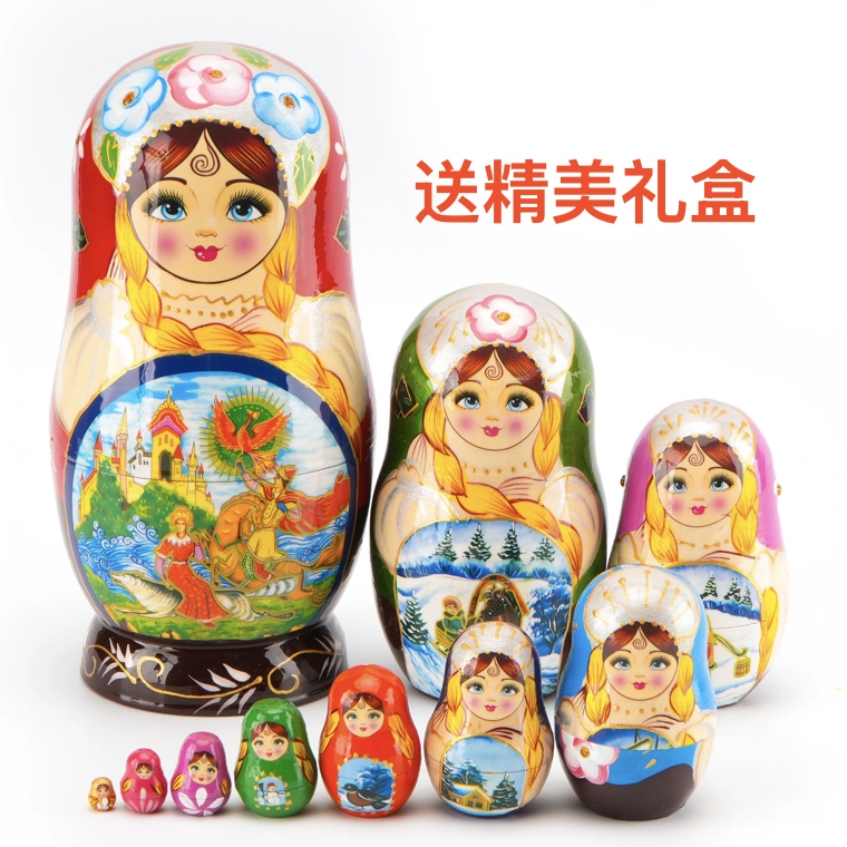 俄罗斯套娃10层烤漆风干椴木哈尔滨旅游纪念品节日礼物创意摆件