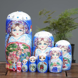 俄罗斯套娃10层正版风干椴木哈尔滨旅游纪念品节日礼物摆件儿童