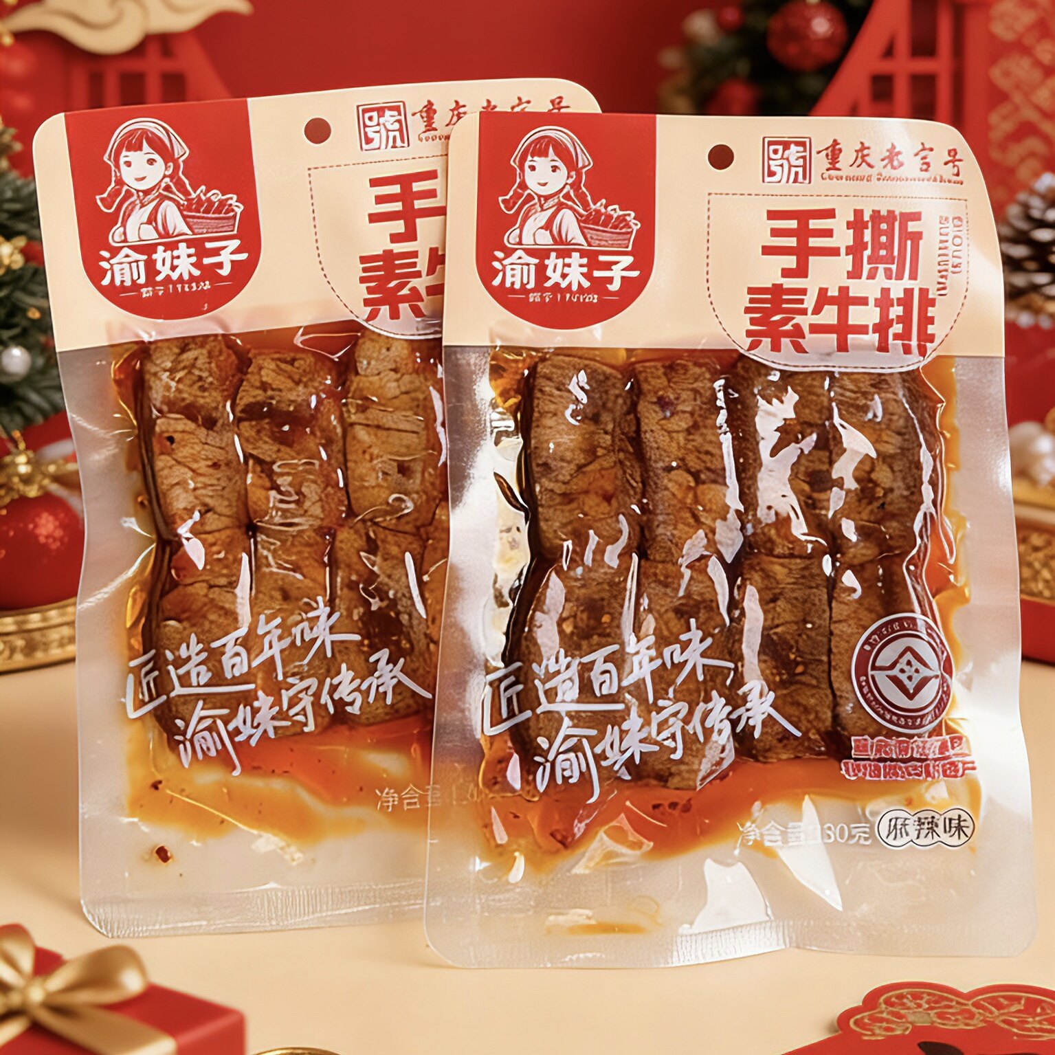 重庆特产渝妹子麻辣素牛排素肉豆干真空景区商超同款休闲小吃零食