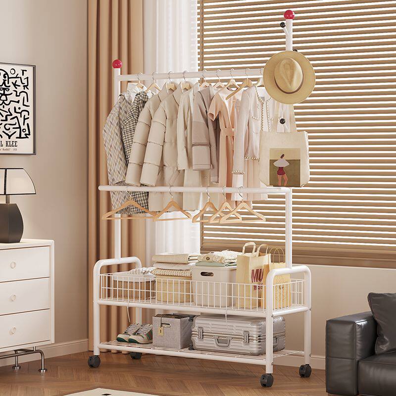 带轮衣帽架落地卧室衣架家用衣服置物架客厅晾衣架可移动挂衣架子