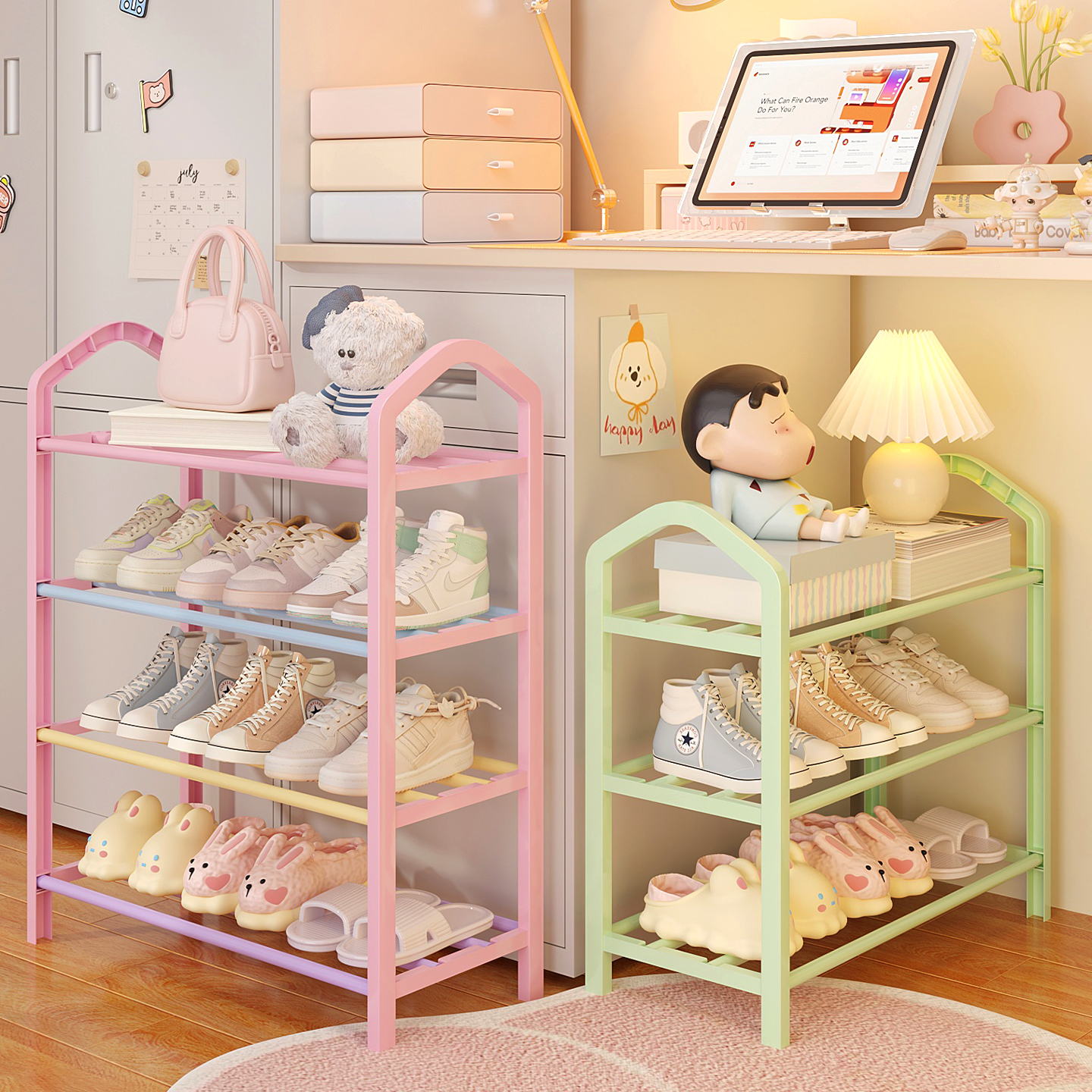 多巴胺简易鞋架子多层学生宿舍窄小型出租房家用门口鞋柜2025新款