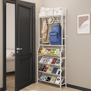 门口后玄关超薄置物架书架多层落地窄夹缝柜绘本书包衣帽收纳架子