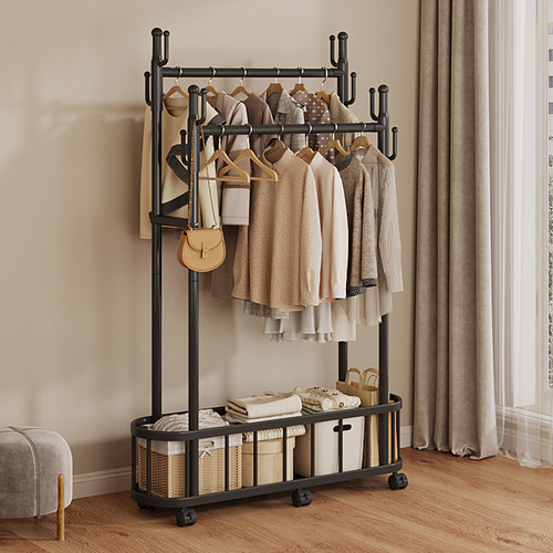 加粗挂衣架落地卧室内衣帽架宿舍小型简易家用衣服收纳晾衣架移动