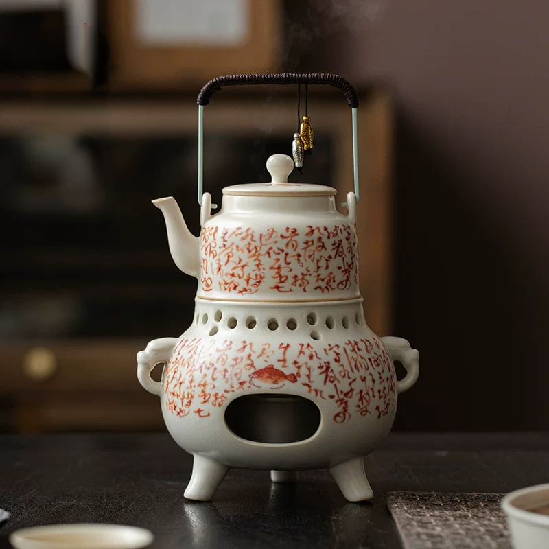 苏打釉煮茶套装家用户外碳炉酒精炉功夫茶具整套陶泥围炉煮茶